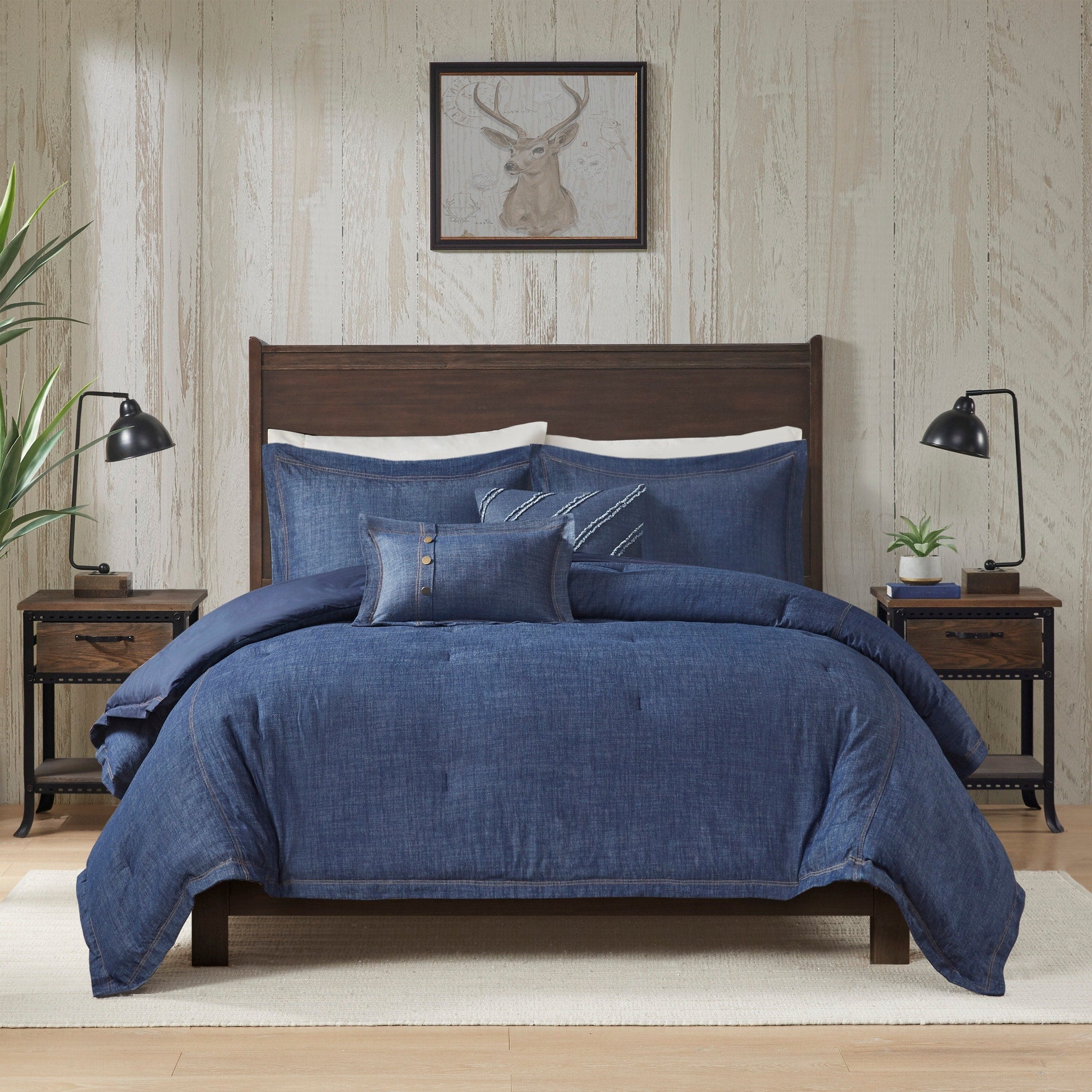 Woolrich Perry Blue Oversized And Overfilled Denim Comforter Set