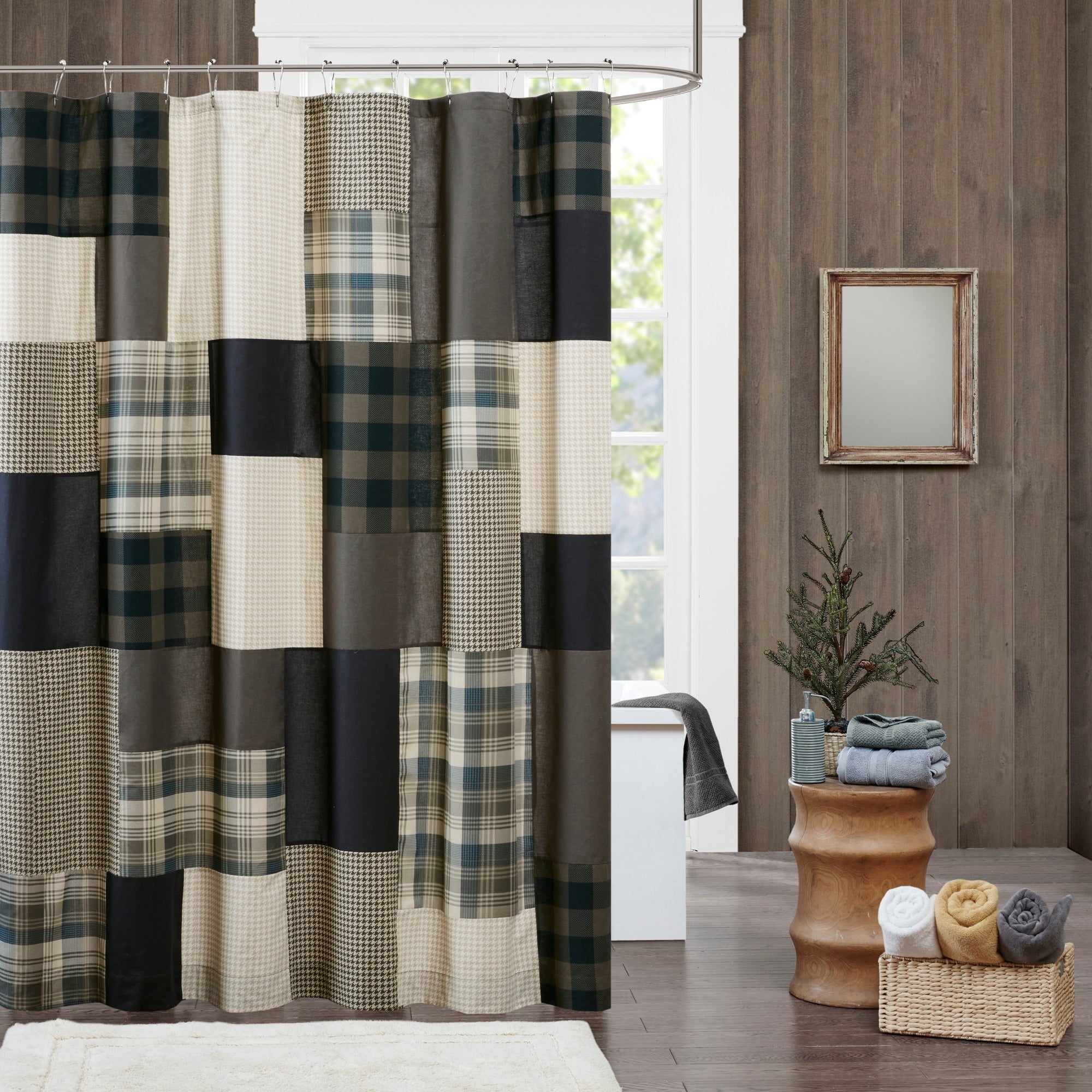 Woolrich Winter Hills Tan Cotton Shower Curtain