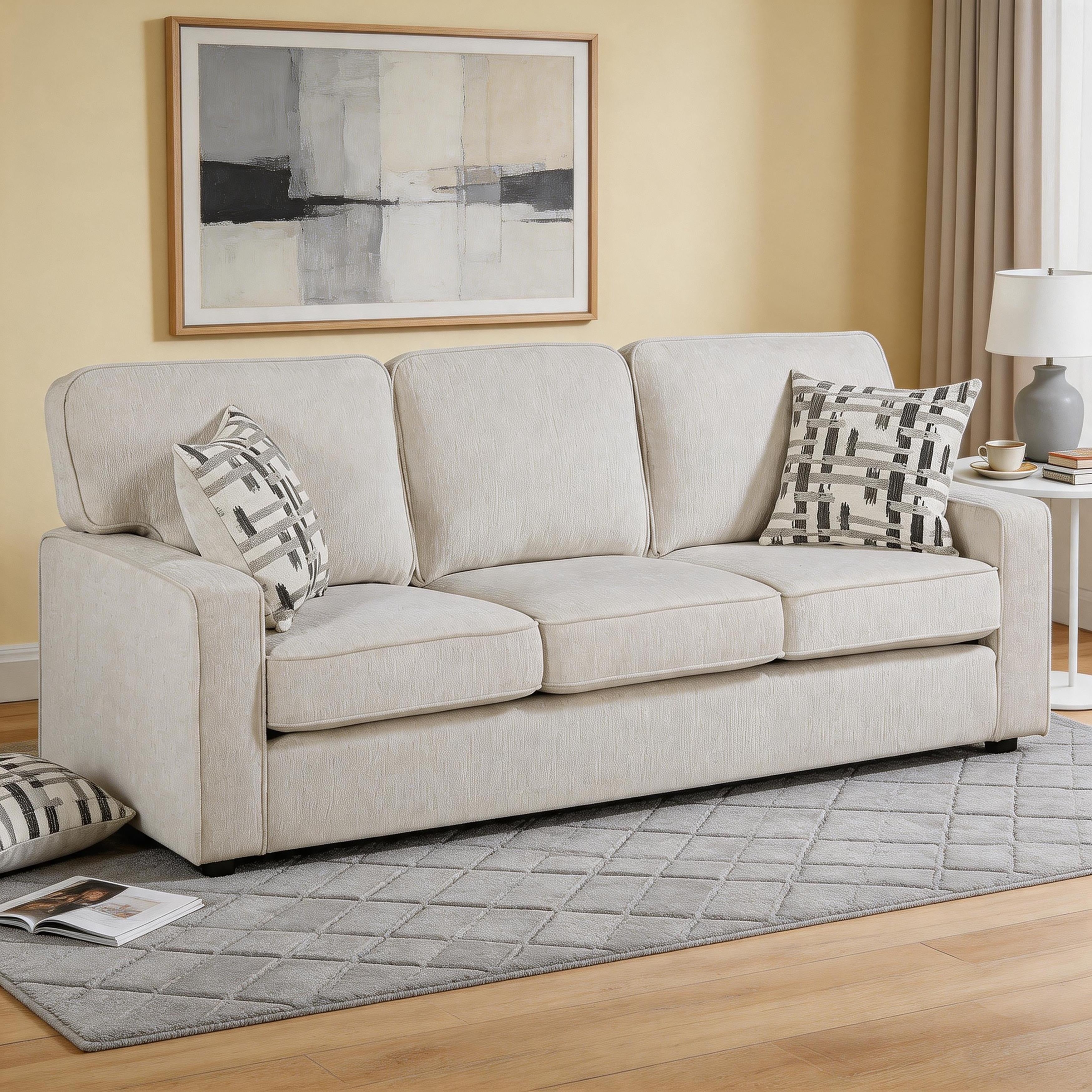 Worchester 83.5 Chenille Living Room Sofa With Decorative Pillows