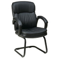 Work Smart Bonded Leather Visitors Chair With Padded Arms And Sled Base