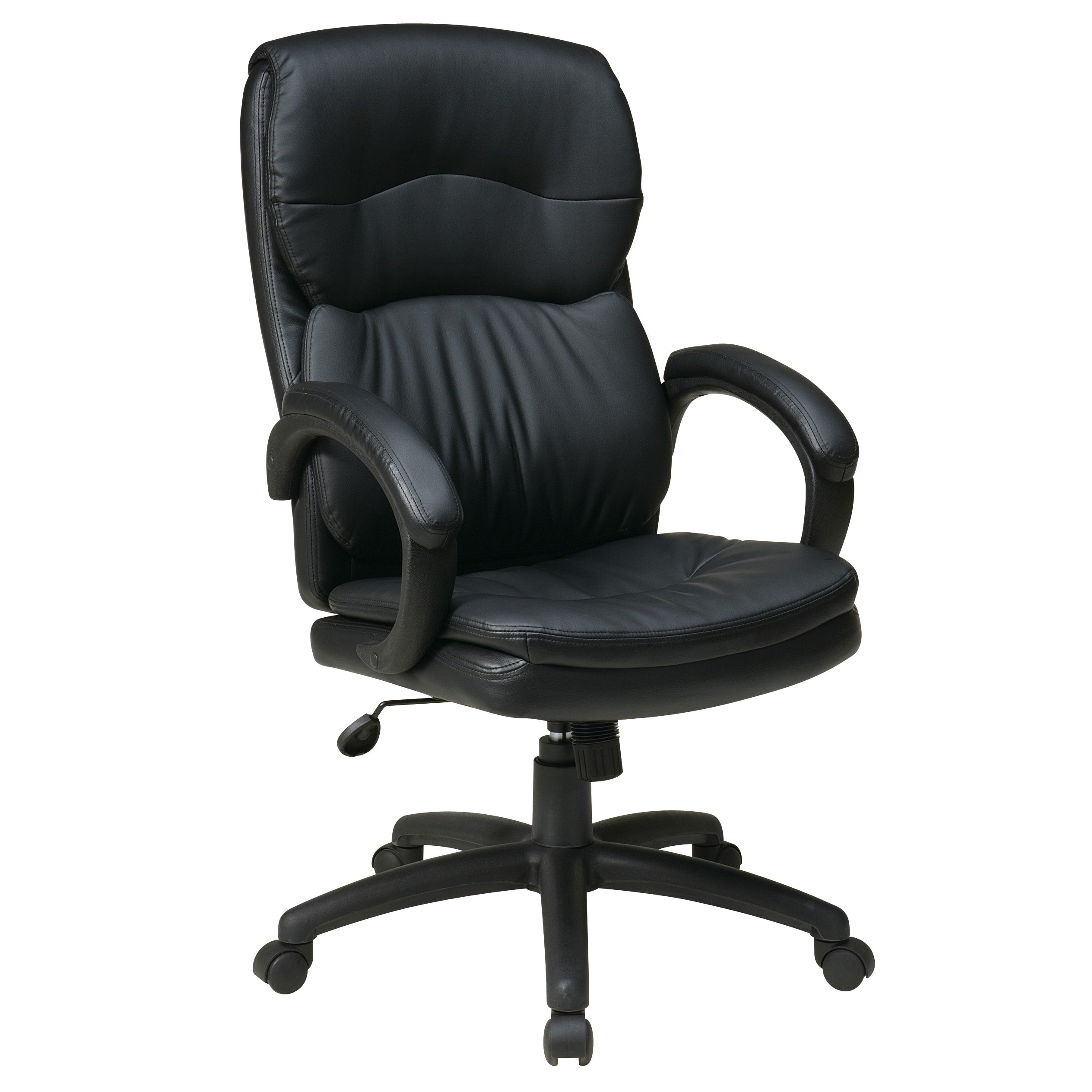 Work Smart High Back Black Bonded Leather Executive Chair With Padded Arms