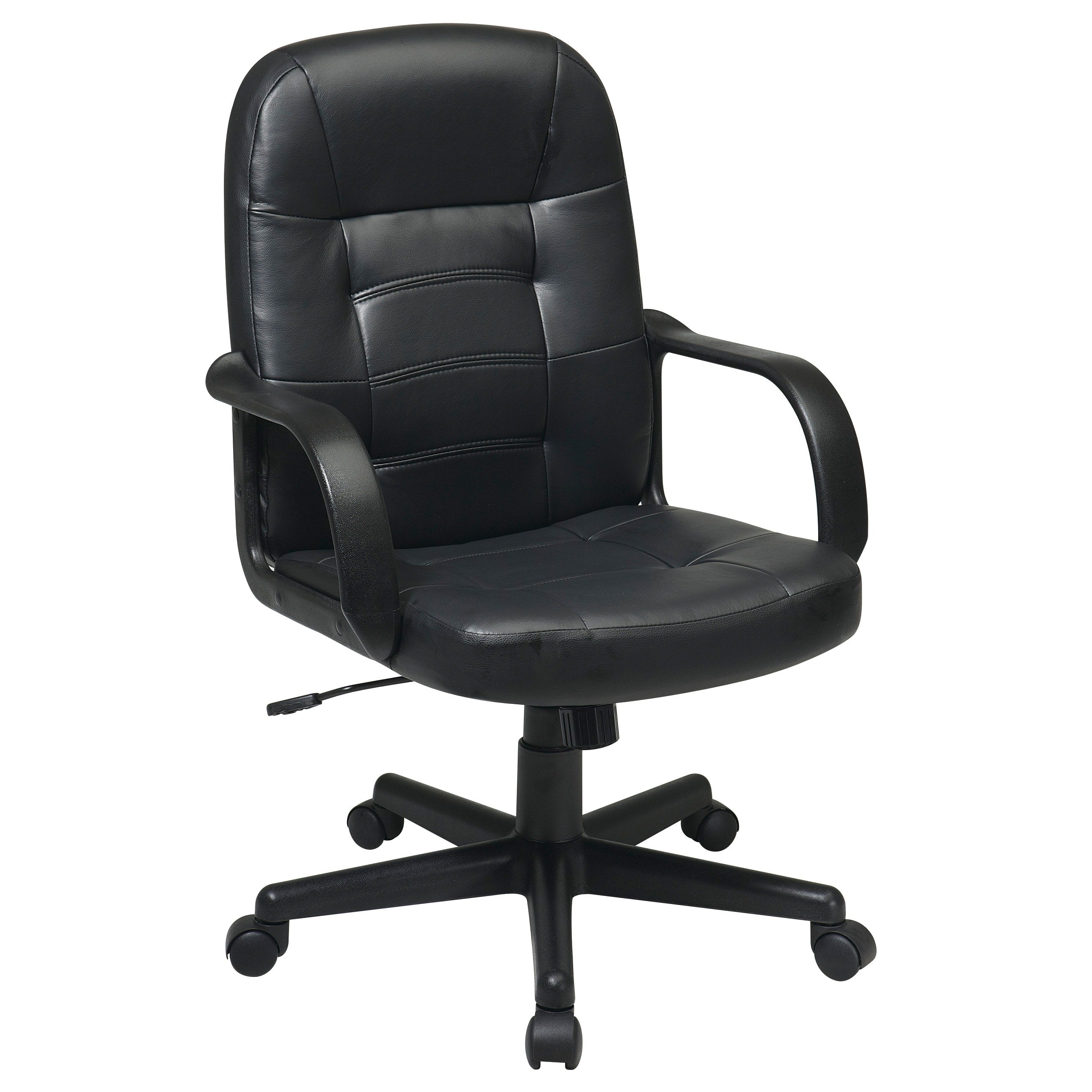 Work Smart Black Bonded Leather Mid Back Executive Chair
