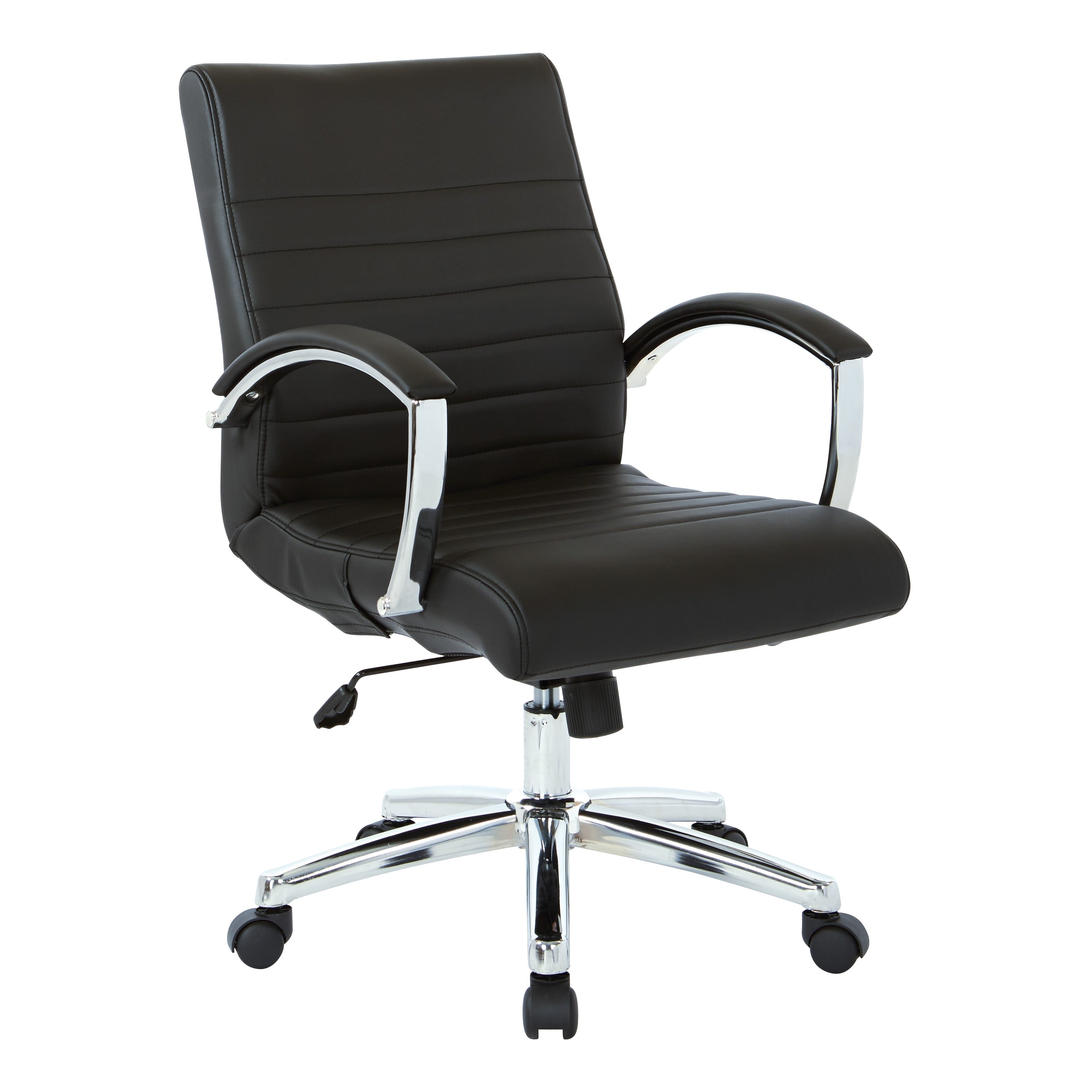 Work Smart Executive Low Back Faux Leather Chair With Chrome Arms And Base Single