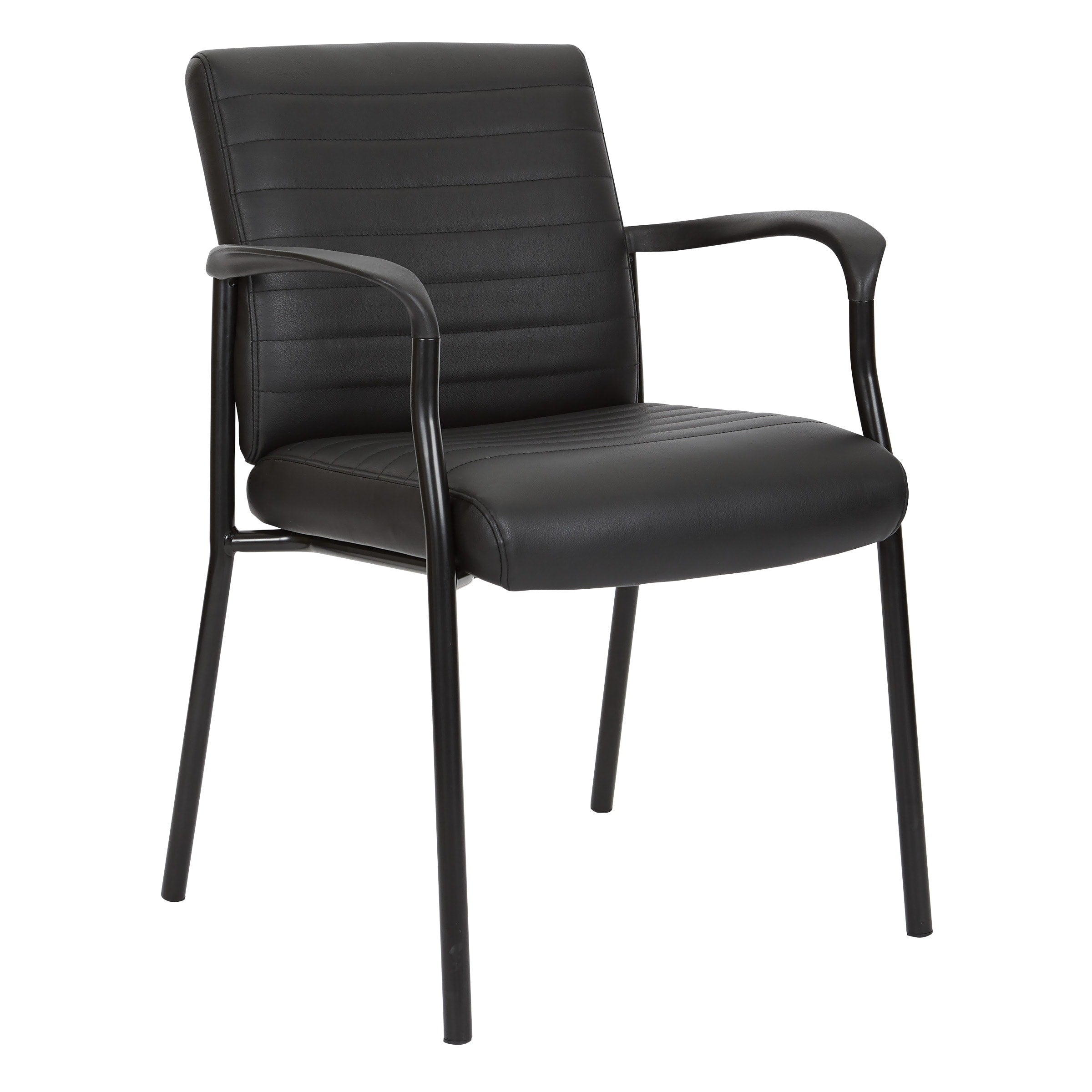 Work Smart Guest Chair In Faux Leather And Black Frame N A