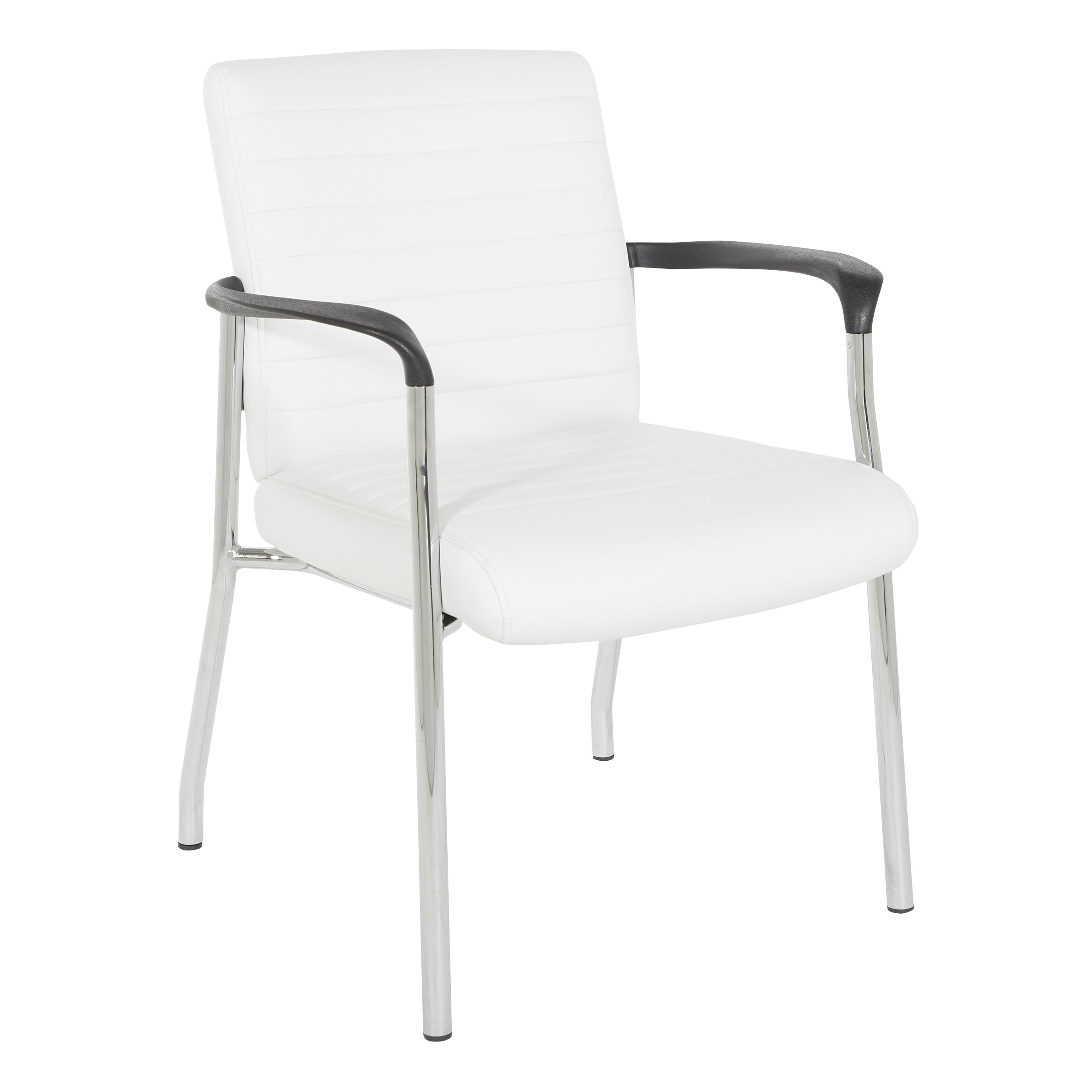 Work Smart Guest Chair With Faux Leather And Chrome Frame N A