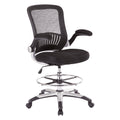Work Smart Mesh Back Drafting Chair With Adjustable Foot Ring And Padded Flip Arms
