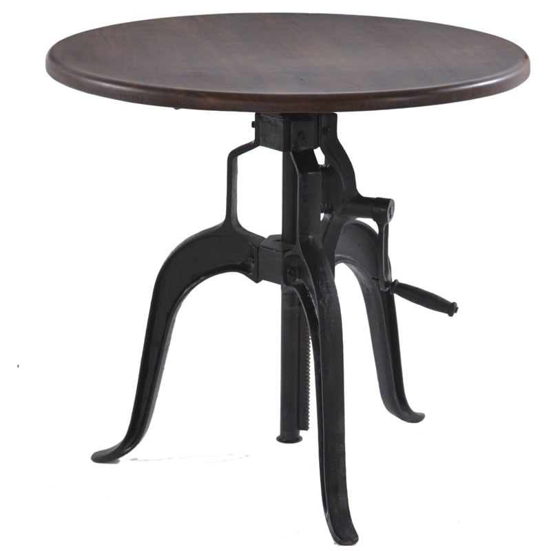 World Interiors Acacia And Iron Adjustable Side Table