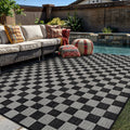 World Rug Gallery Checkered Indoor Outdoor Flat Woven Area Rug Natural Jute Style Easy Care Patio Rug For Backyard Porch Deck