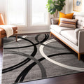 Contemporary Abstract Circles Design Area Rug Gray 53 X 73