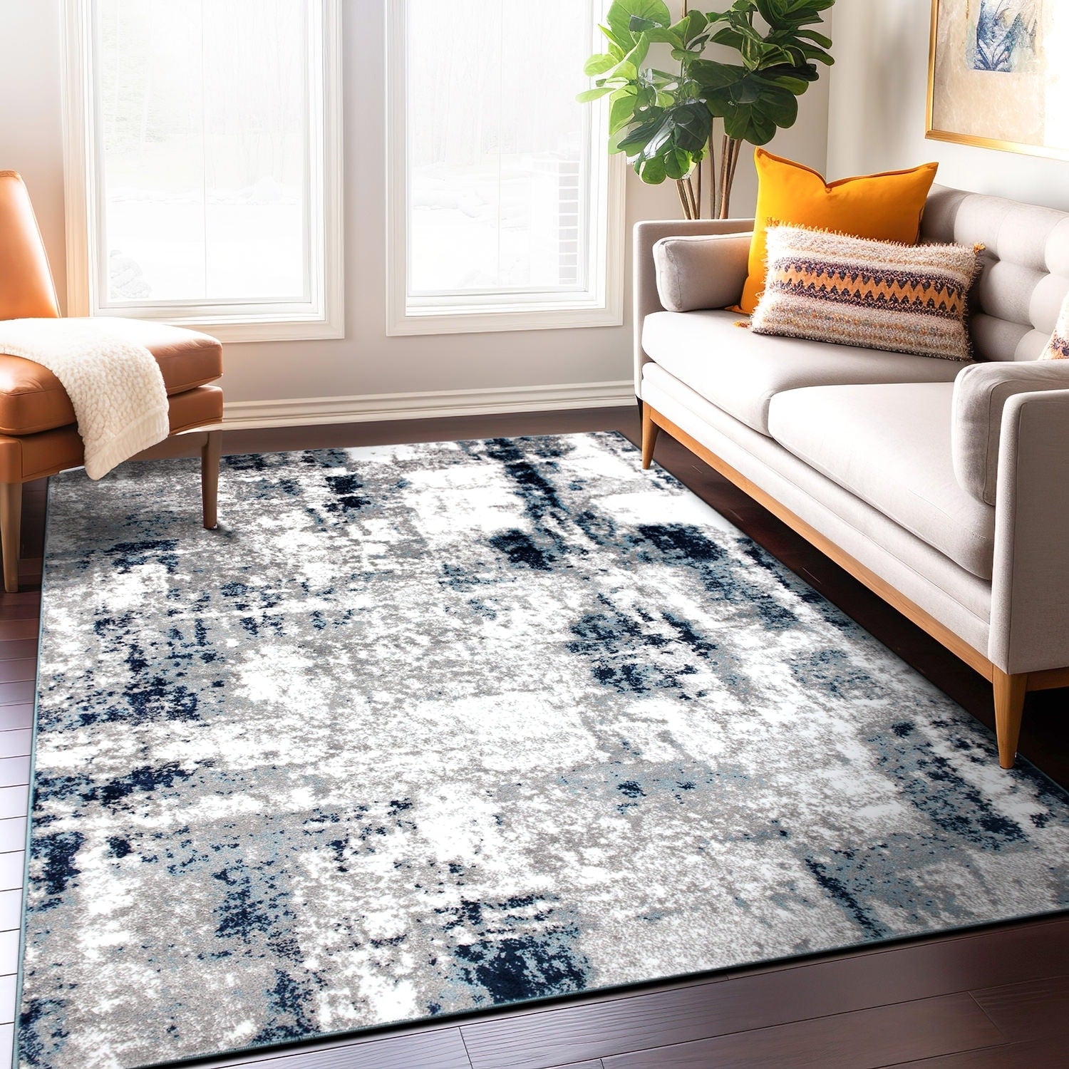 Contemporary Abstract Distressed Area Rug