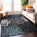 Contemporary Modern Floral Flowers D.Grey Area Rug 710 X 102 710 X 102