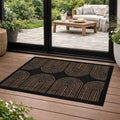 World Rug Gallery Geometric Border Indoor Outdoor Flat Woven Area Rug Natural Jute Style Easy Care Patio Rug For Patio Deck