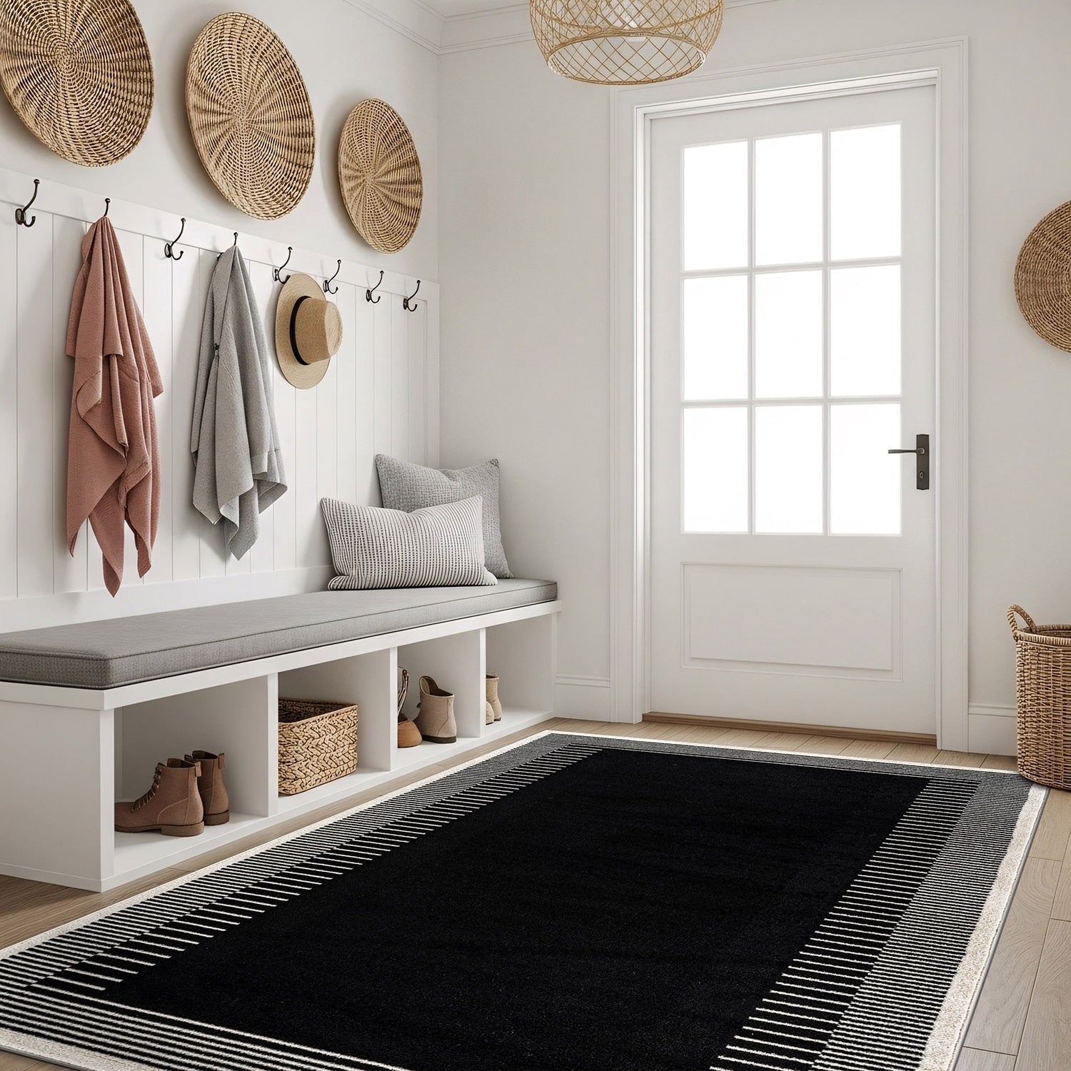 World Rug Gallery Modern Abstract Bordered Area Rug For Living Room Bedroom Or Entryway Low Pile Indoor Rug