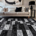 World Rug Gallery Modern Abstract Grid Indoor Area Rug Polypropylene With Jute Backing For Living Room Bedroom Entryway
