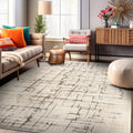 World Rug Gallery Modern Abstract Linear Ivory Mist Cream Indoor High Low Area Rug