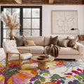 Modern Bright Flowers Non Slip Area Rug Multi 53 X 73