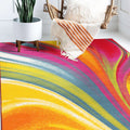 Modern Contemporary Waves Multicolored Non Slip Non Skid Area Rug 7 10 X 10 710 X 10