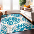 Modern Floral Design Blue Area Rug 76X95 76 X 95