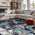 Modern Floral Grey Blue Non Slip Area Rug 7 10 X 10 710 X 10