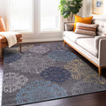 Modern Grey Floral Swirl Design Non Slip Area Rug 710 X 10