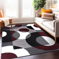 Modern Circles Burgundy Area Rug 710 X 102 710 X 102