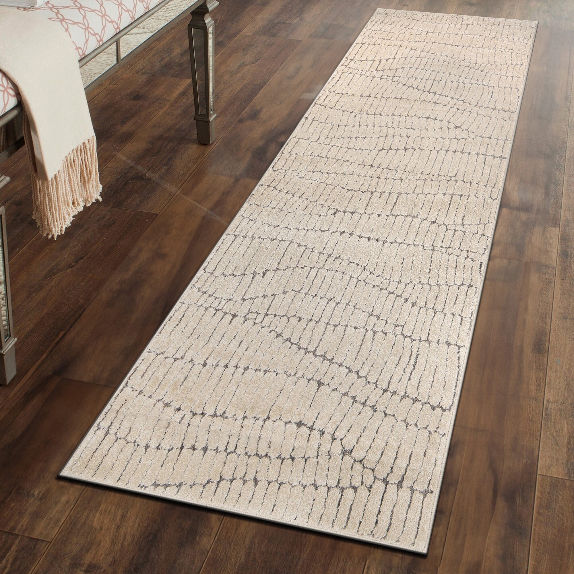 World Rug Gallery Pebble Texture Ivory Mist Cream Indoor High Low Area Rug