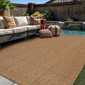 World Rug Gallery Plaid Indoor Outdoor Flat Woven Area Rug Natural Jute Style Easy Care Patio Rug For Backyard Porch Balcony