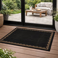 World Rug Gallery Scallop Border Indoor Outdoor Flat Woven Area Rug Natural Jute Style Easy Care Patio Rug For Backyard Porch