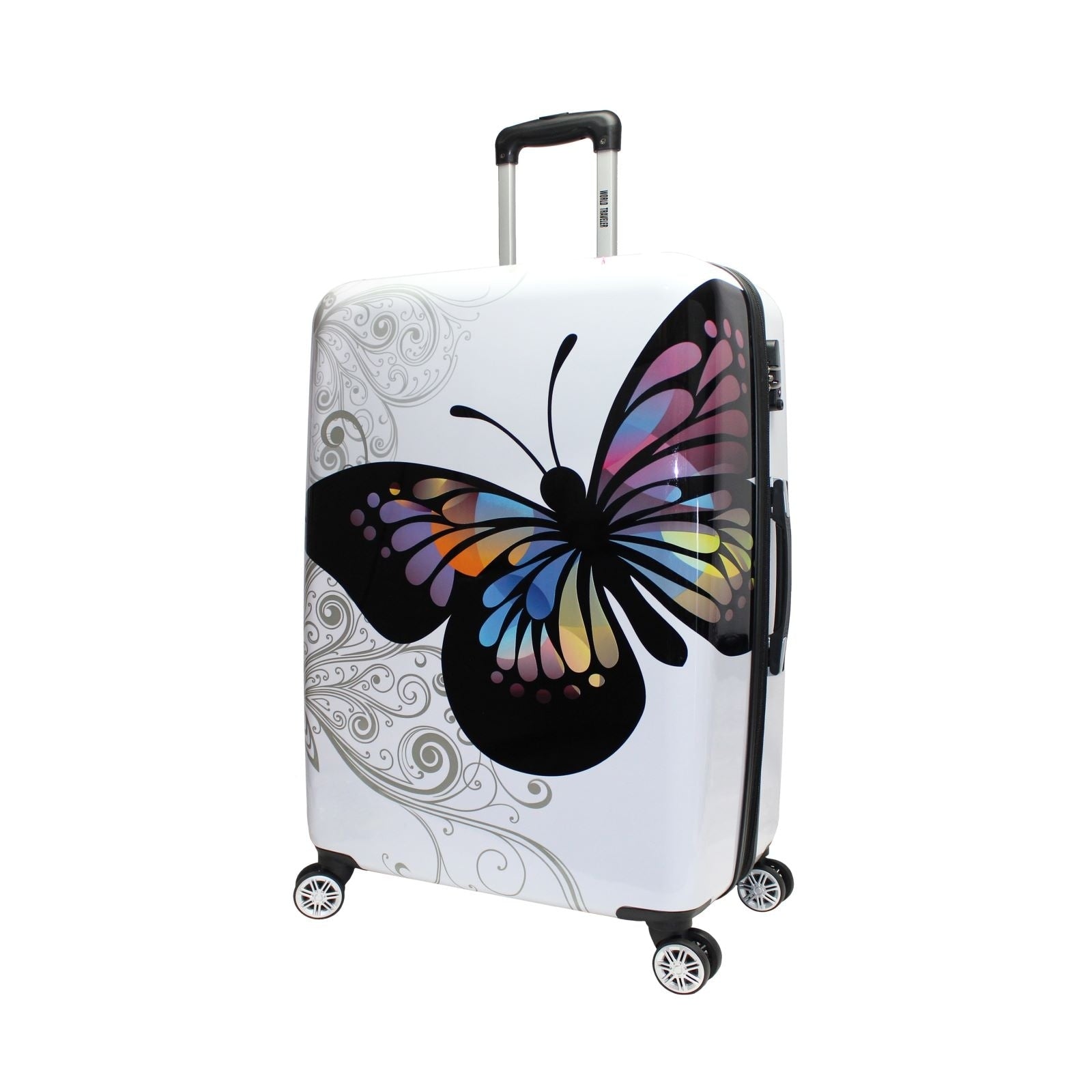 World Traveler Butterfly 25 Inch Expandable Hardside Fashion Upright Spinner Suitcase