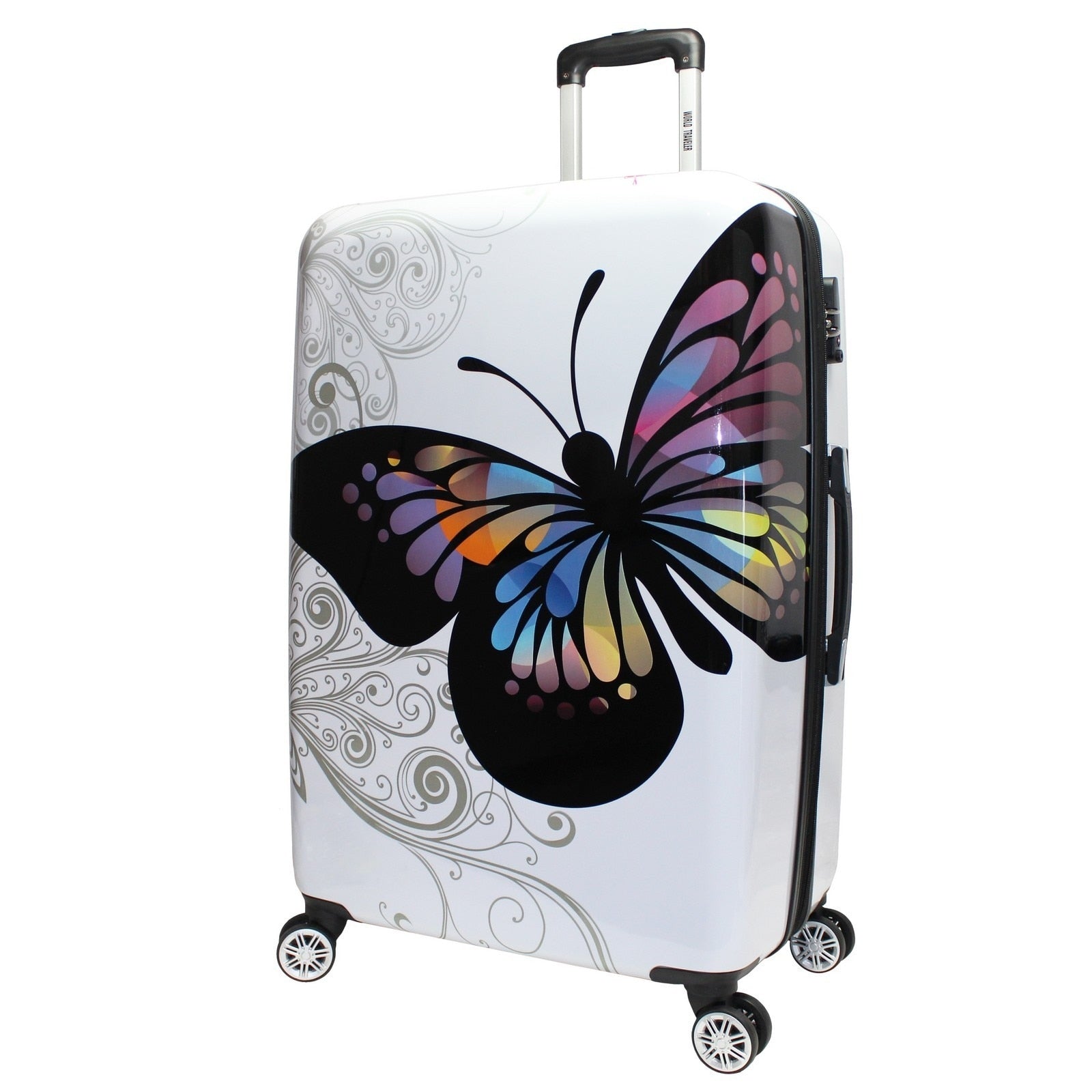 World Traveler Butterfly 28 Inch Expandable Hardside Spinner Suitcase
