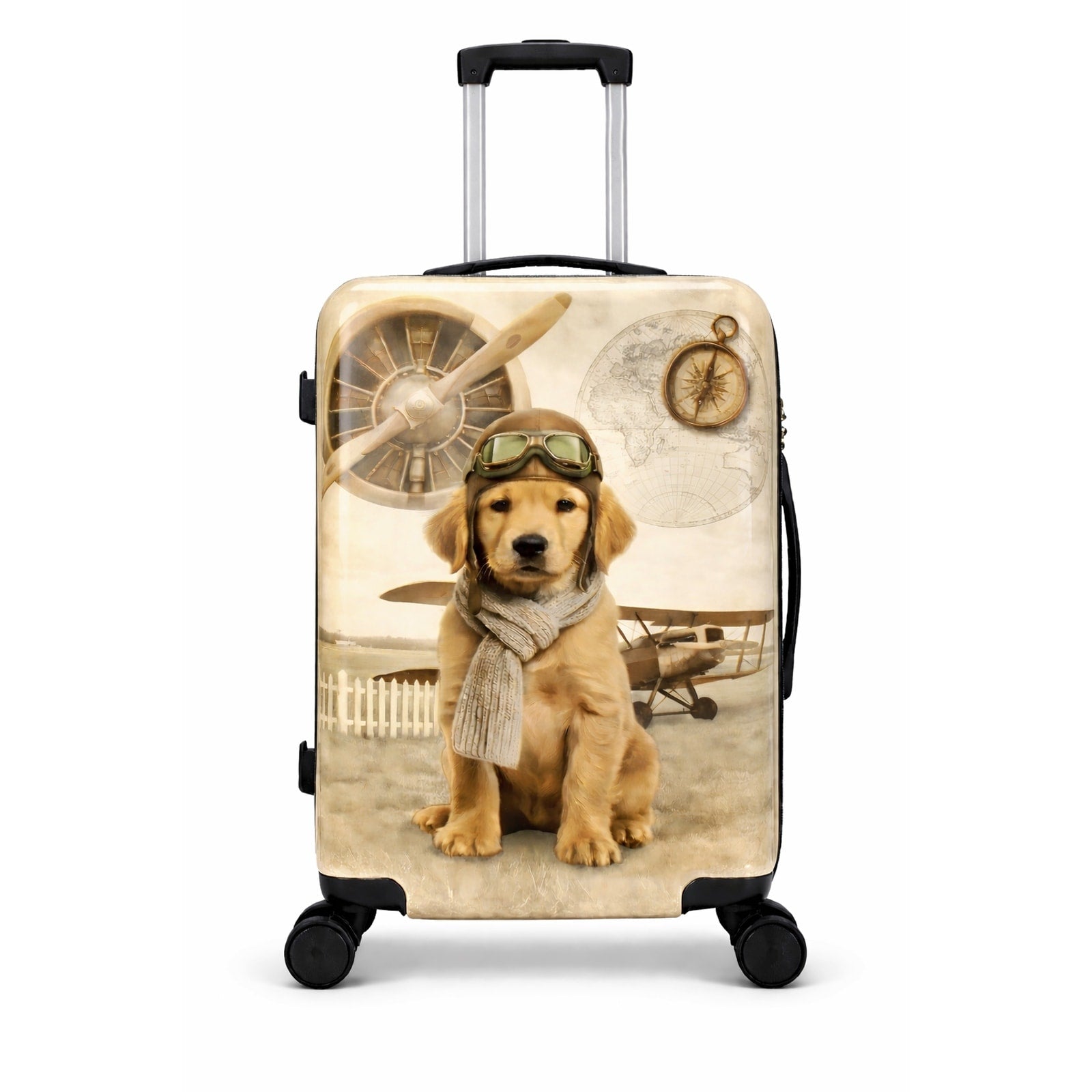 World Traveler Chariot Pet Lover 20 Inch Carry On Hardside Expandable Spinner Luggage Aviator Pup