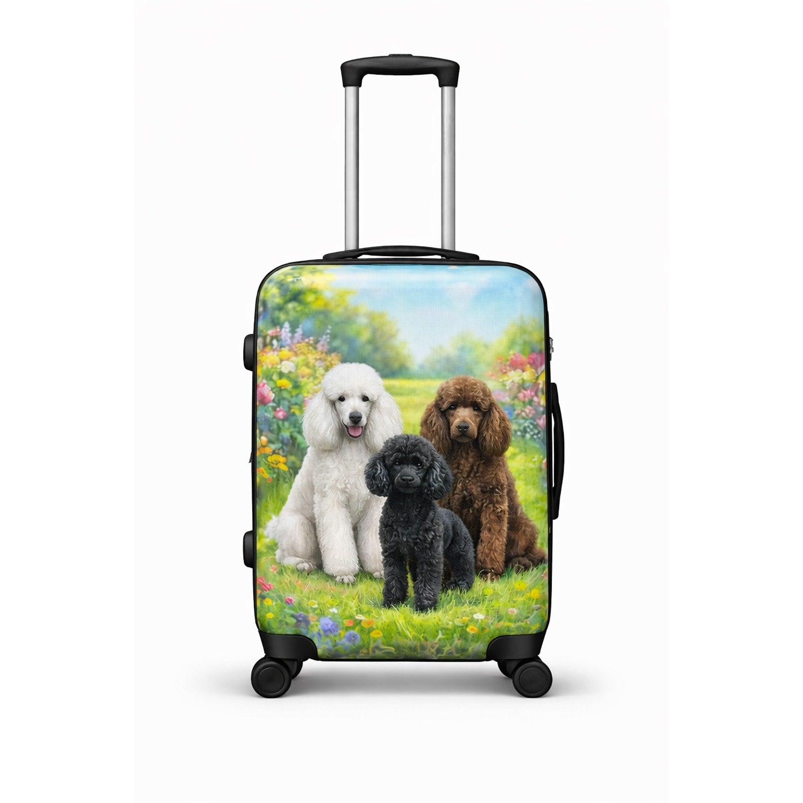 World Traveler Chariot Pet Lover 20 Inch Carry On Hardside Expandable Spinner Luggage Garden Poodle