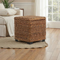 Woven Banana Leaf Cube Storage Trunk With Lift Top Lid