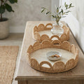 Woven Decorative Scallop Trays Round Serving Set Of 2 5 Ivory 23.5