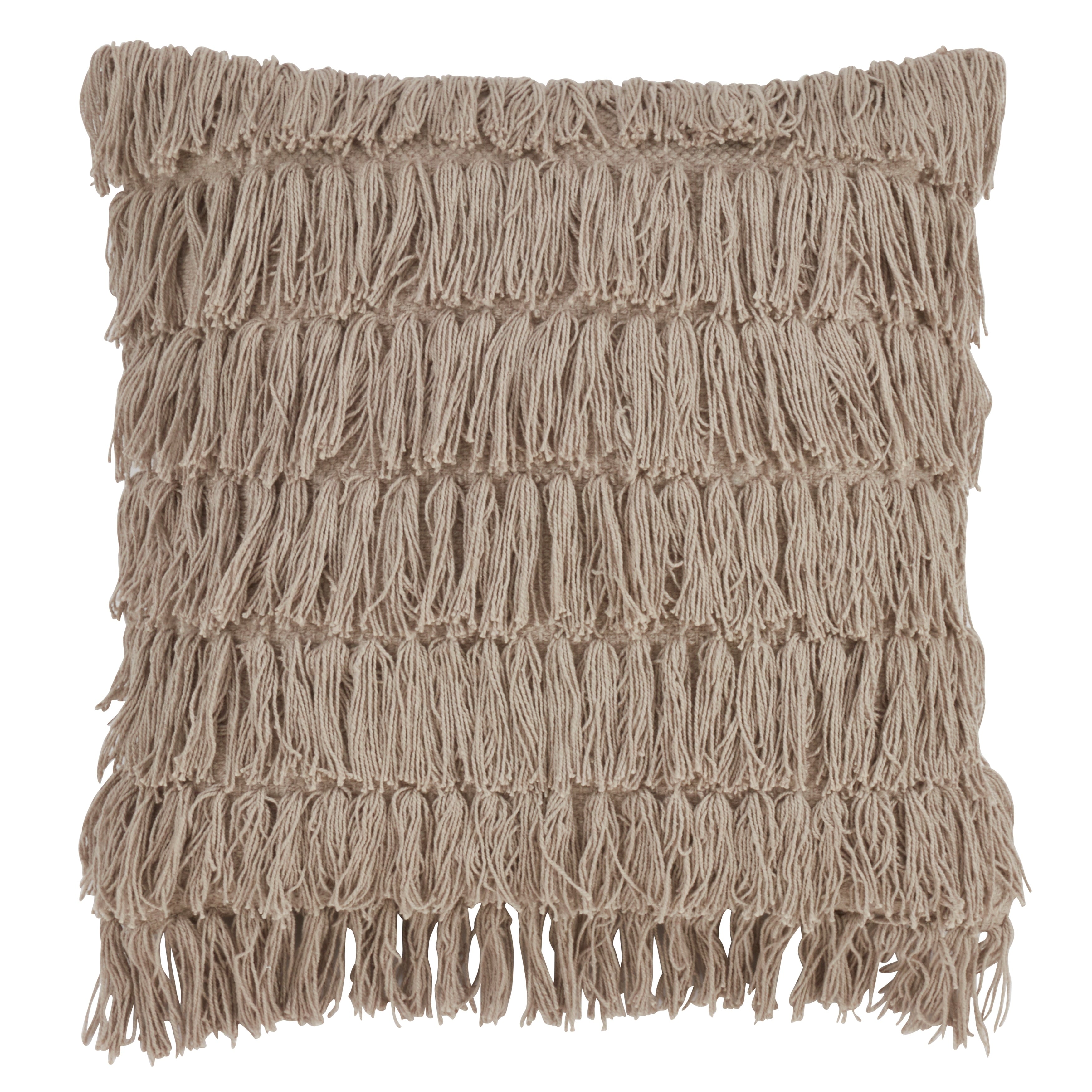 Down Filled Woven Fringes Throw Pillow