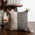 Woven Ivory Black Bohemian Geometric 22 Inch Throw Pillow Or Pillow Cover