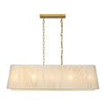 Woven Ivory String Cage 5 Light Linear Kitchen Island Chandelier