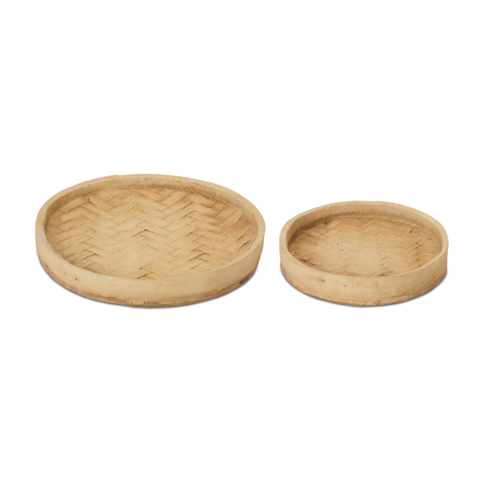 Woven Pattern Cement Tray Set Of 2