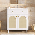 Woven Rattan Bathroom Vanity Single Ceramic Sink Bathroom Cabinet