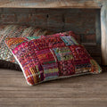 Woven Red Multi Patchwork Wool Cotton 13 X 21 Pillow Cover