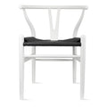 Woven Wood Armchair With Arms Open Back Mid Century Modern Office Chair Dining Chairs Woven Black Seat