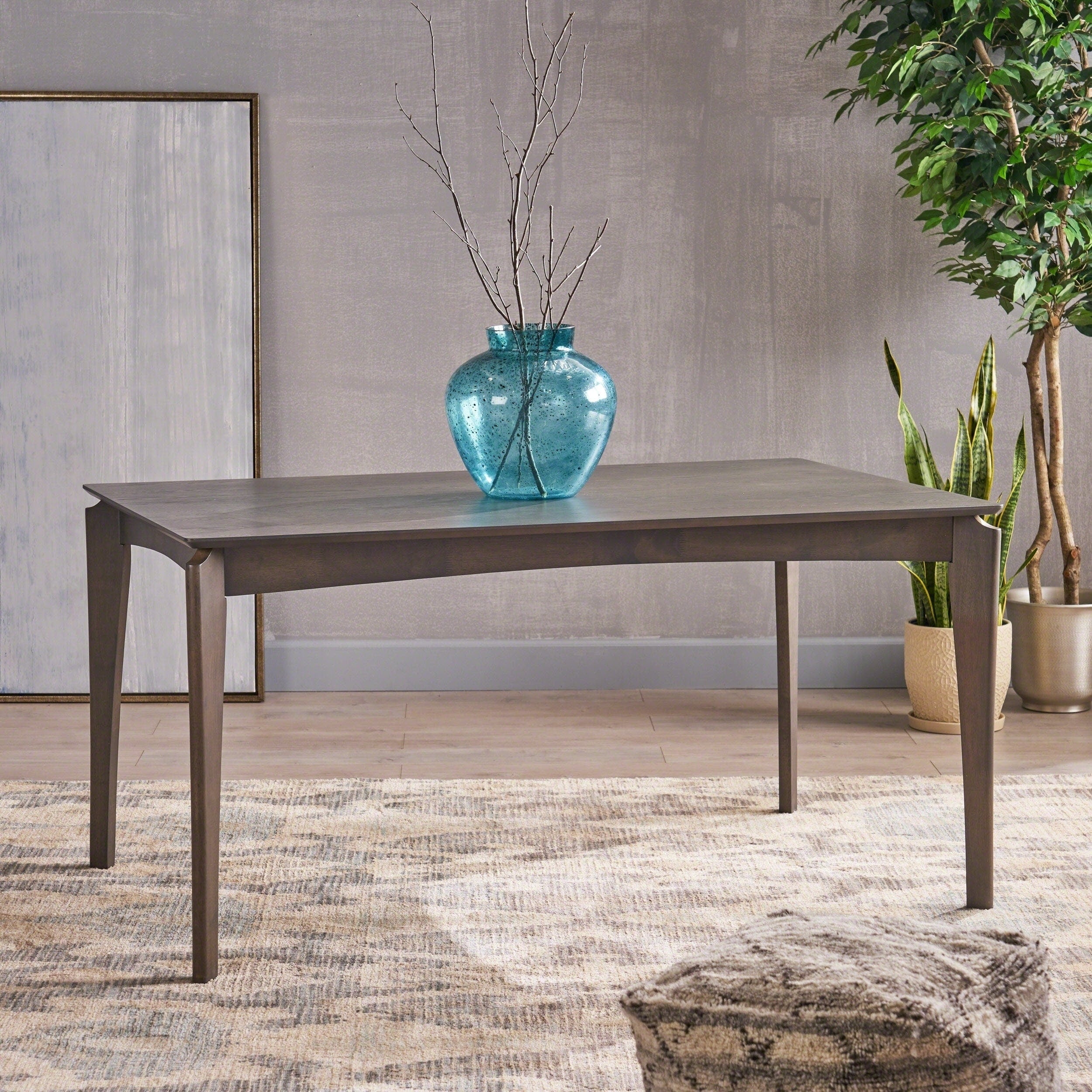 Wren Mid Century 6 Seater Rubberwood Dining Table With Walnut Veneer By Christopher Knight Home