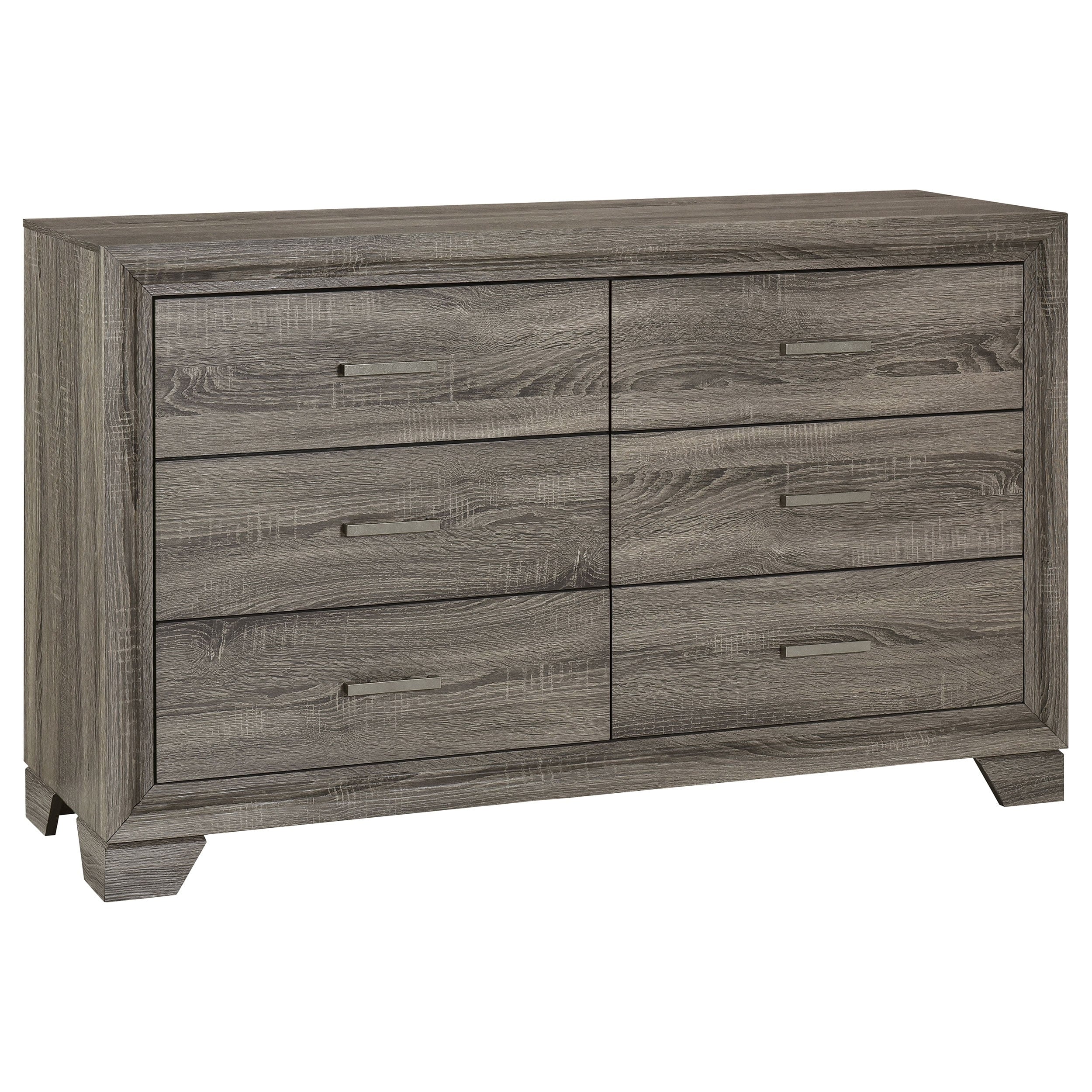 Wright 6 Drawer Dresser And Mirror Brown Oak