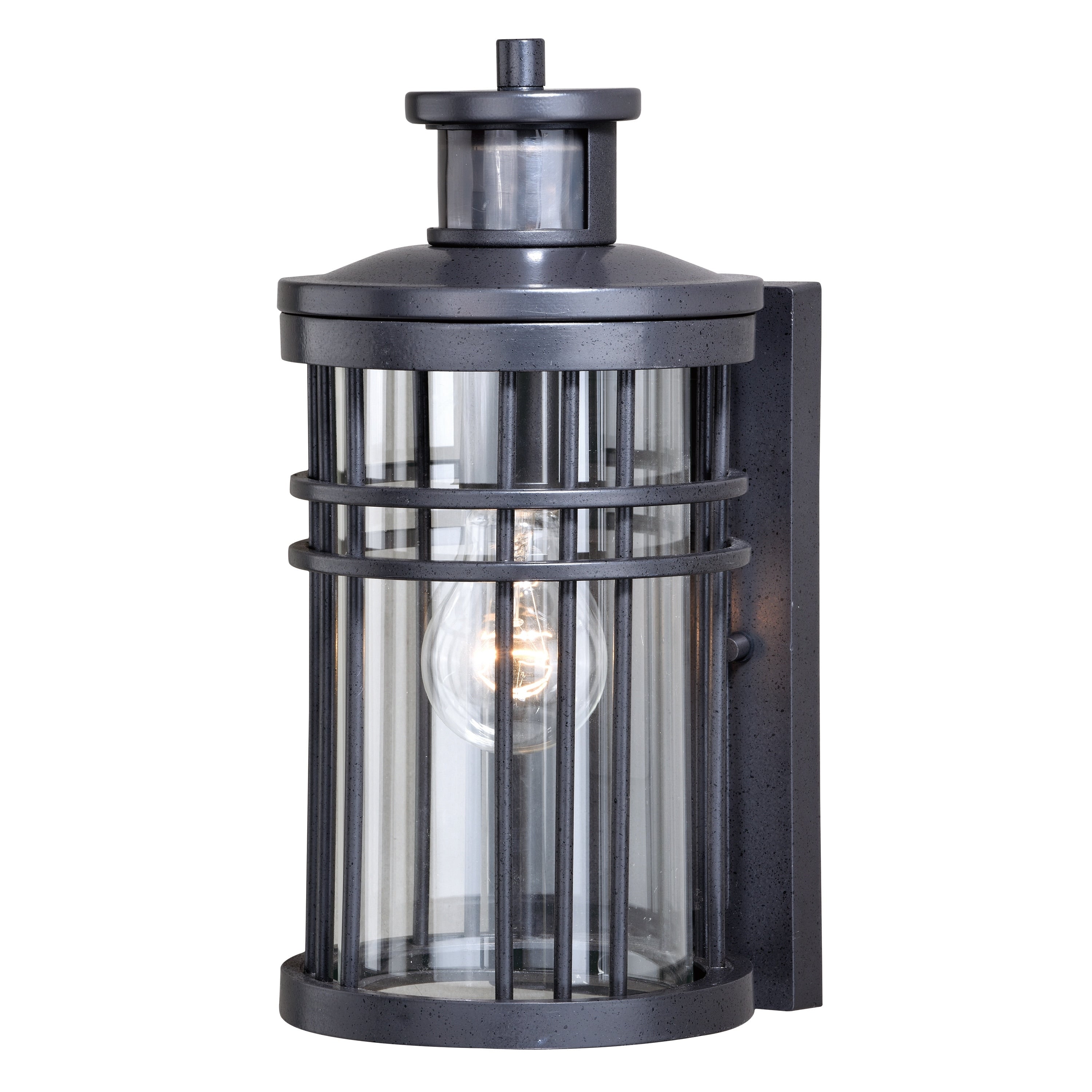 Wrightwood Black Motion Sensor Dusk To Dawn Outdoor Wall Light 6 In W X 12 In H X 7.25 In D
