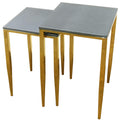 Wrightwood Nesting Tables Faux Shagreen With Gold Metal 2 Piece Set