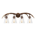 Wyatt 32.5 4 Light Southwestern Bohemian Resin Seeded Glass Faux Antler Led Vanity Light