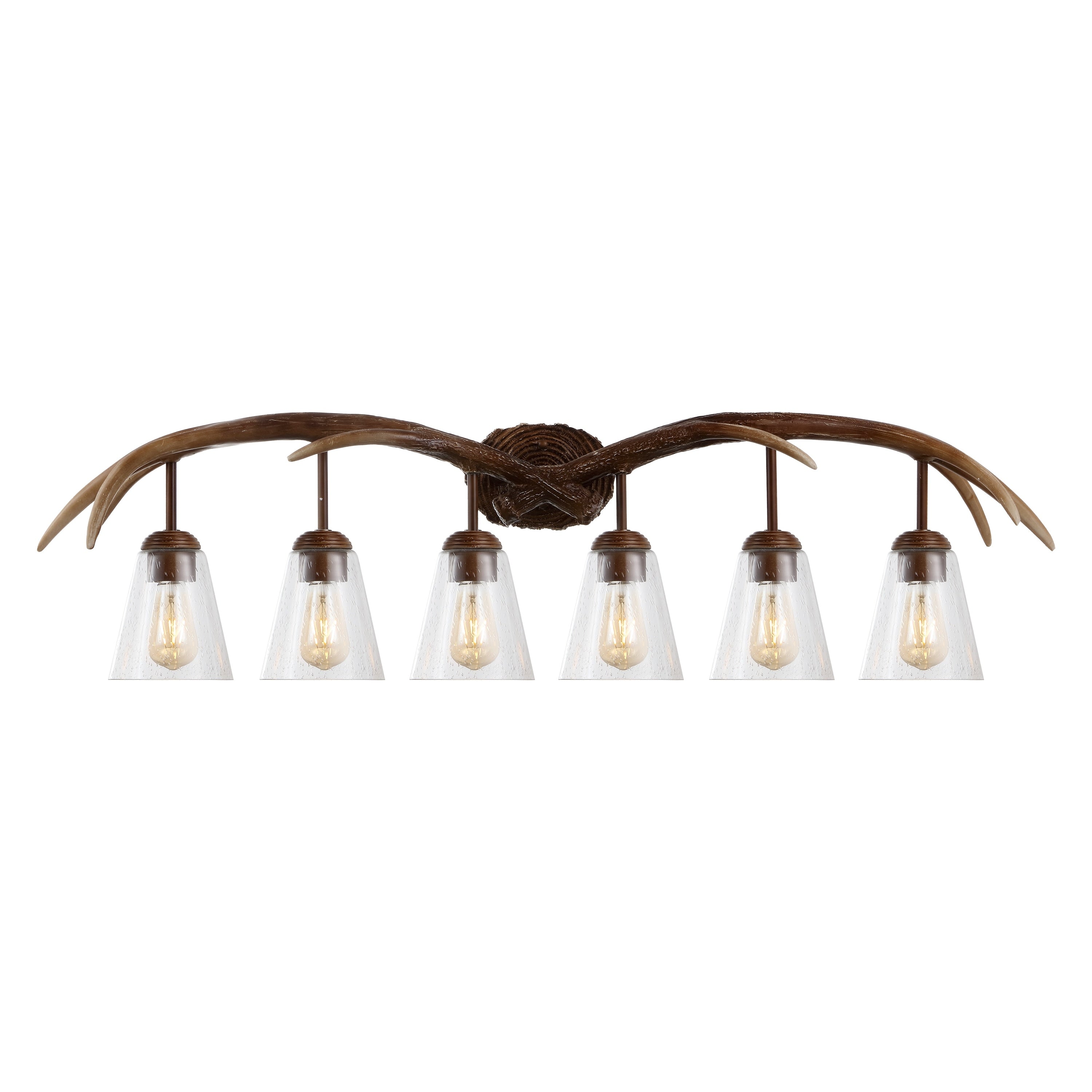 Wyatt 45 6 Light Southwestern Bohemian Resin Seeded Glass Faux Antler Led Vanity Light