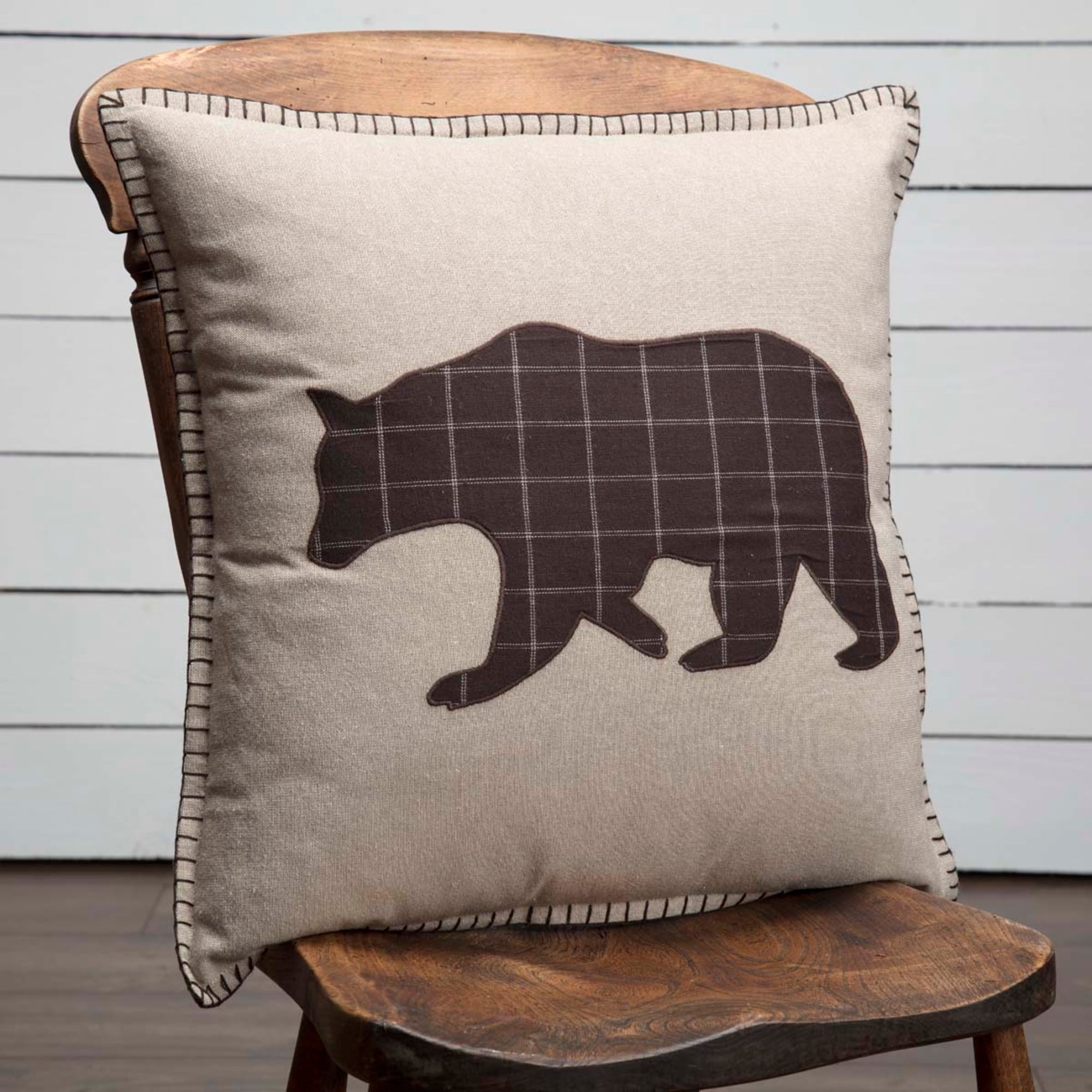 Wyatt Applique Bear 18 X 18 Pillow