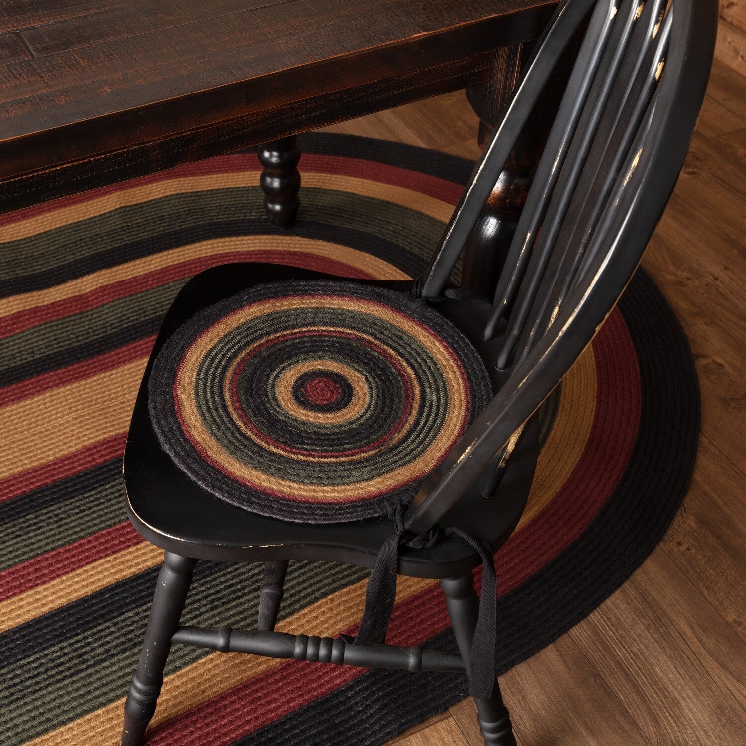 Red Rustic Lodge Tabletop Kitchen Vhc Wyatt Chair Pad Set Of 6 Jute Plaid Round