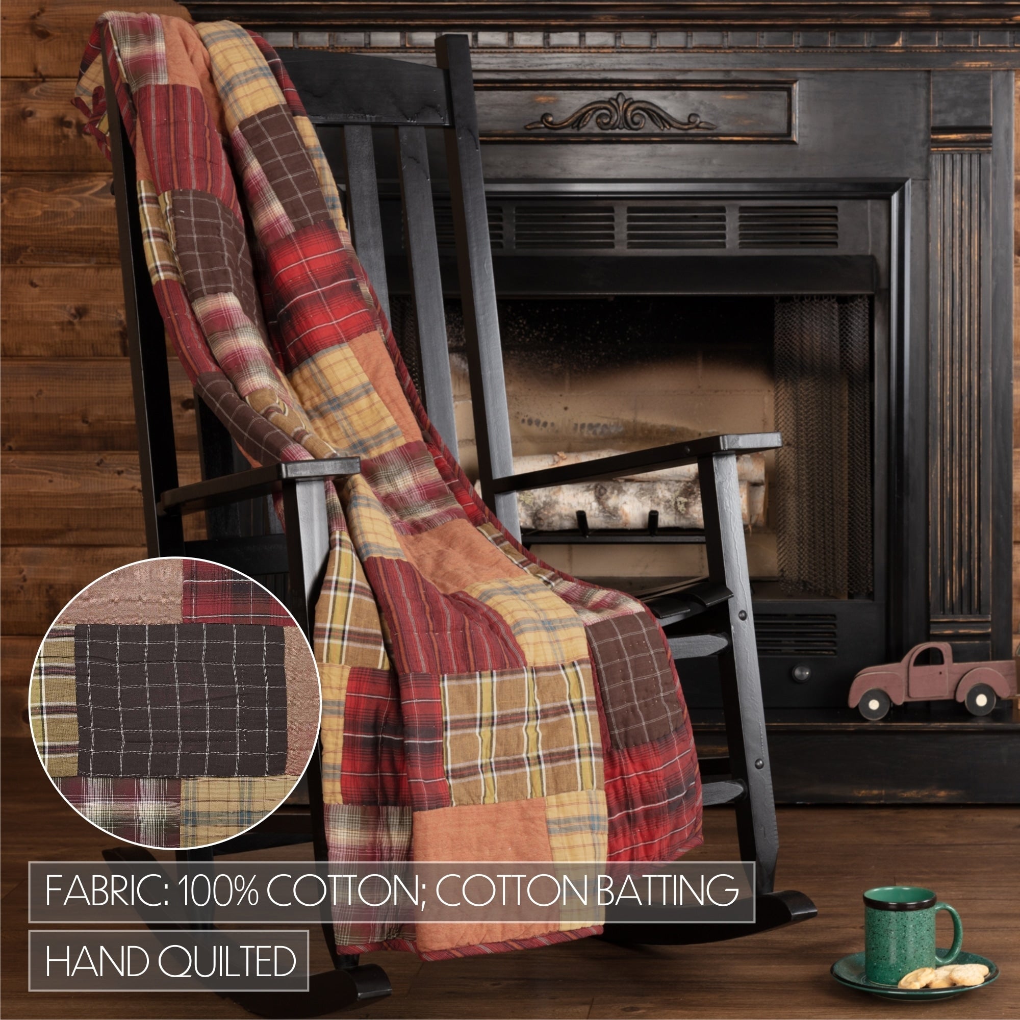 Red Rustic Lodge Decor Vhc Wyatt Throw Rod Pocket Cotton Plaid Patchwork N A